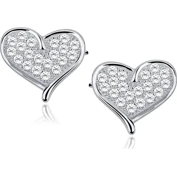 Náušnice Stříbrné náušnice SRDCE 10x9mm se Zirkony Ag 925/1000
