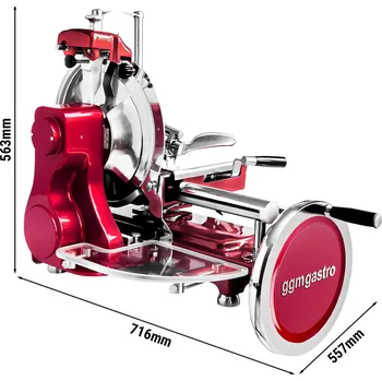 Kráječ na chleba G.Gastro Setrvačníkový kráječ - nůž: Ø 300 mm - červený