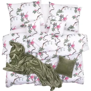 Povlečení SCANquilt povlečení KLASIK DESIGN sakura zelenorůžová 140 x 200/70 x 90 cm