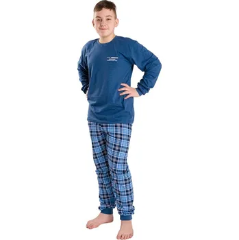 Pánské pyžamo Bettymode Pánské pyžamo URBAN PREMIUM DARK BLUE dlouhý rukáv, M