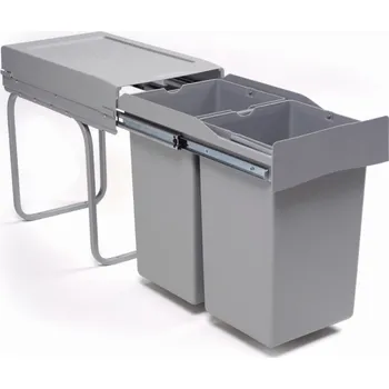 Odpadkový koš Gollinucci Výsuvný odpadkový koš LINEA 300 mm - 2x14 l / Šedý