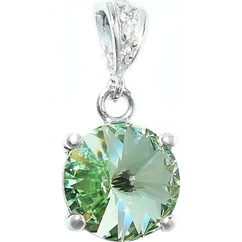 Přívěsek Stříbrný přívěsek Swarovski chryzolit - P1188 (Stříbrný přívěsek se Swarovski krystalem 12 mm)