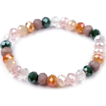 Náramek Náramek pružný z broušených korálků - 1 pudrová