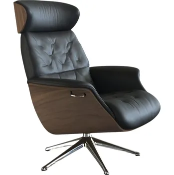 Křeslo Černé kožené lounge křeslo FLEXLUX VOLDEN MEDIUM