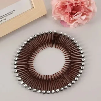 Plastové spony na tvorbu účesů - hnědá s perličkami