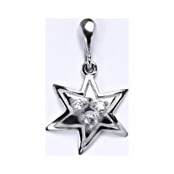 Přívěsek Stříbrný přívěsek hvězda čiré zirkony - P1388 (Stříbrná hvězda se zirkony)