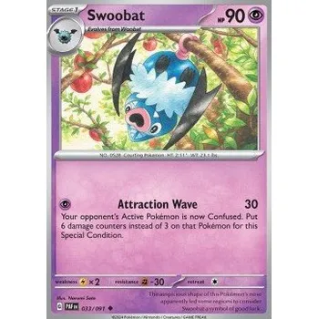 Volný čas Pokémon PAF 033/091 Swoobat - Paldean Fates Stav: Near Mint, Verze: NORMAL
