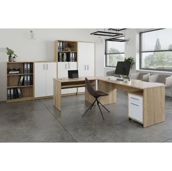Kancelářská sestava Kancelářská sestava NEJBY GIANNI 1, dub sonoma/bílá +možnost VÝNOSU + vyzvednutí ZDARMA
