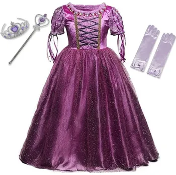 Karnevalový kostým Disney Dětský kostým - krásné šaty Lociky z pohádky Na vlásku (4-10 let) Varianta: Šaty č.13 s doplňky, Velikost: 140 (7-8 let)