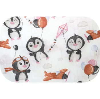 látková plena Dětská látková plena tučňáček růžový 70x80cm