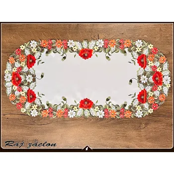 ubrus Vyšívaný ubrus 40 cm x 85 cm - Léto. (Dekorativní vyšívaný ubrus na konferenční stolek.)