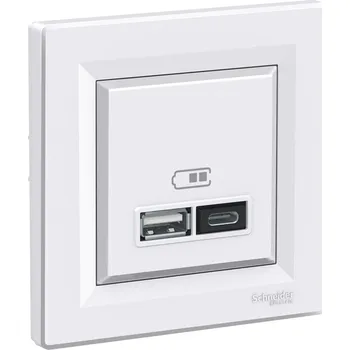 Asfora - 2xUSB nabíjecí konektor A+C 2.4A, bílá, EPH2700321