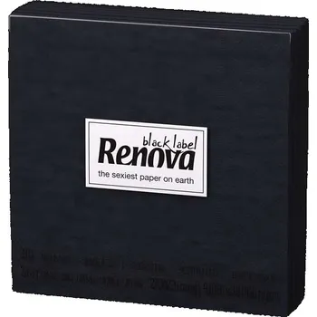 Papírový ubrousek Ubrousky Renova 22 x 22 cm, 2vrstvé, koktejlové, černé, 30 ks