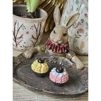 Dekorace králík s miskou - 21*21*15 cm