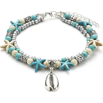 Náramek Gaira® Náramek na nohu srdce 3002-28 tyrkys