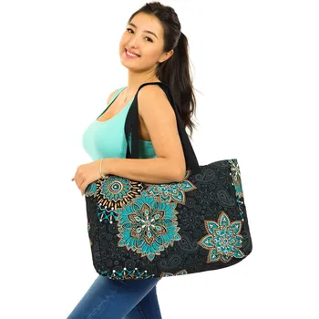 Kabelka Himalife Maxi kabelka Sambora - černá s tyrkysovou a žlutou