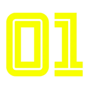 Polep vozidla Startovní číslo 01 typ 7 (70 - Fluorescentní žlutá) SAMOLEPKA NA AUTO, NÁLEPKA, FÓLIE, POLEP, TUNING, VLASTNÍ TEXT, TISK, AUTOSAMOLEPKY.cz, POLEPY, OBRÁZEK, LOGO, 3D STICKERS