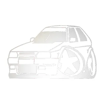 Polep vozidla SAMOLEPKA Škoda Favorit karikatura levá (82 - odrazková reflexní bílá) NA AUTO, NÁLEPKA, FÓLIE, POLEP, TUNING, VLASTNÍ TEXT, TISK, AUTOSAMOLEPKY.cz, POLEPY, OBRÁZEK, LOGO, SAMOLEPKY