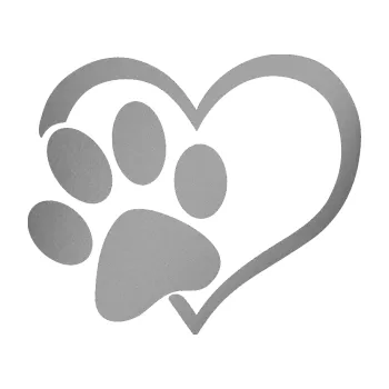 samolepka Tlapka love levá (42 - stříbrná metalíza) SAMOLEPKA NA AUTO, NÁLEPKA, FÓLIE, POLEP, TUNING, VLASTNÍ TEXT, TISK, AUTOSAMOLEPKY.cz, POLEPY, OBRÁZEK, LOGO, 3D STICKERS