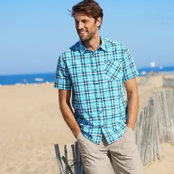 Dámská košile Kostkovaná košile s krátkými rukávy, s motivem drobné kostky modrá 45/46