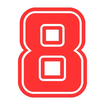 Polep vozidla Startovní číslo 8 typ 5 (02 - světle červená) SAMOLEPKA NA AUTO, NÁLEPKA, FÓLIE, POLEP, TUNING, VLASTNÍ TEXT, TISK, AUTOSAMOLEPKY.cz, POLEPY, OBRÁZEK, LOGO, 3D STICKERS