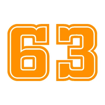 Polep vozidla Startovní číslo 63 typ 5 (06 - oranžová) SAMOLEPKA NA AUTO, NÁLEPKA, FÓLIE, POLEP, TUNING, VLASTNÍ TEXT, TISK, AUTOSAMOLEPKY.cz, POLEPY, OBRÁZEK, LOGO, 3D STICKERS