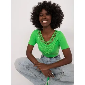 Dámská halenka Dámská halenka s krajkou a zirkony STONE světle zelená