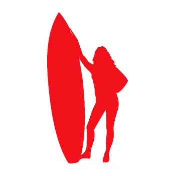 Polep vozidla SAMOLEPKA Surfařka 001 pravá (10 - červená) NA AUTO, NÁLEPKA, FÓLIE, POLEP, TUNING, VLASTNÍ TEXT, TISK, AUTOSAMOLEPKY.cz, POLEPY, OBRÁZEK, LOGO, SAMOLEPKY