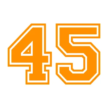 Polep vozidla Startovní číslo 45 typ 4 (06 - oranžová) SAMOLEPKA NA AUTO, NÁLEPKA, FÓLIE, POLEP, TUNING, VLASTNÍ TEXT, TISK, AUTOSAMOLEPKY.cz, POLEPY, OBRÁZEK, LOGO, 3D STICKERS