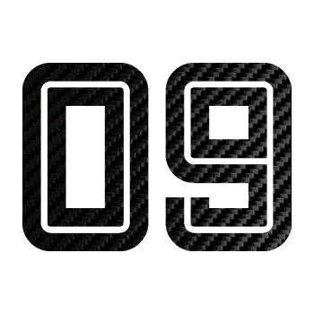 Polep vozidla Startovní číslo 09 typ 7 (50 - 3D karbon černý) SAMOLEPKA NA AUTO, NÁLEPKA, FÓLIE, POLEP, TUNING, VLASTNÍ TEXT, TISK, AUTOSAMOLEPKY.cz, POLEPY, OBRÁZEK, LOGO, 3D STICKERS