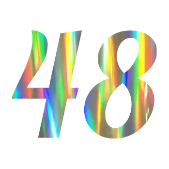 Polep vozidla Startovní číslo 48 typ 3 (93 - Holografická) SAMOLEPKA NA AUTO, NÁLEPKA, FÓLIE, POLEP, TUNING, VLASTNÍ TEXT, TISK, AUTOSAMOLEPKY.cz, POLEPY, OBRÁZEK, LOGO, 3D STICKERS