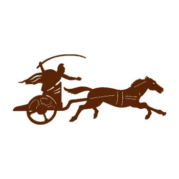 Samolepící dekorace SAMOLEPKA Sparťanský bojovník 001 pravá bojový vůz s koněm (15 - hnědá) NA AUTO, NÁLEPKA, FÓLIE, POLEP, TUNING, VLASTNÍ TEXT, TISK, AUTOSAMOLEPKY.cz, POLEPY, OBRÁZEK, LOGO, SAMOLEPKY