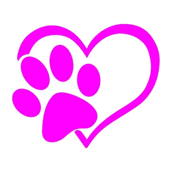 samolepka Tlapka love levá (72 - Fluorescentní růžová) SAMOLEPKA NA AUTO, NÁLEPKA, FÓLIE, POLEP, TUNING, VLASTNÍ TEXT, TISK, AUTOSAMOLEPKY.cz, POLEPY, OBRÁZEK, LOGO, 3D STICKERS