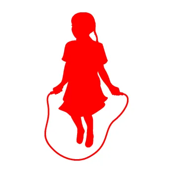 Samolepicí dekorace na vozidlo Skákání přes švihadlo 004 levá skipping rope (74 - Fluorescentní červená) SAMOLEPKA NA AUTO, NÁLEPKA, FÓLIE, POLEP, TUNING, VLASTNÍ TEXT, TISK, AUTOSAMOLEPKY.cz, POLEPY, OBRÁZEK, LOGO, 3D STICKERS