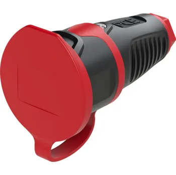 PCE Spojka 230V/16A dětská pojistka víčko guma/polyamid IP54 černá/červená