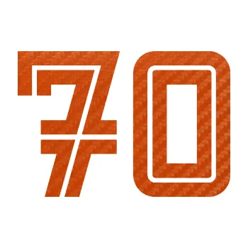 Polep vozidla Startovní číslo 70 typ 7 (54 - 3D karbon oranžový) SAMOLEPKA NA AUTO, NÁLEPKA, FÓLIE, POLEP, TUNING, VLASTNÍ TEXT, TISK, AUTOSAMOLEPKY.cz, POLEPY, OBRÁZEK, LOGO, 3D STICKERS