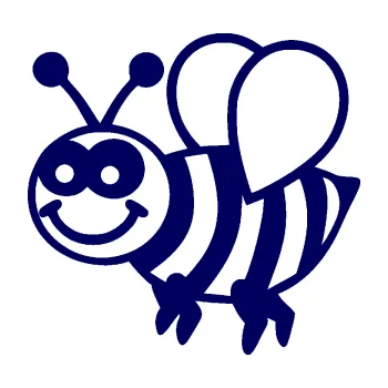 Samolepící dekorace SAMOLEPKA Včela 003 levá happy (23 - tmavě modrá) NA AUTO, NÁLEPKA, FÓLIE, POLEP, TUNING, VLASTNÍ TEXT, TISK, AUTOSAMOLEPKY.cz, POLEPY, OBRÁZEK, LOGO, SAMOLEPKY