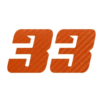 Polep vozidla Startovní číslo 33 typ 6 (54 - 3D karbon oranžový) SAMOLEPKA NA AUTO, NÁLEPKA, FÓLIE, POLEP, TUNING, VLASTNÍ TEXT, TISK, AUTOSAMOLEPKY.cz, POLEPY, OBRÁZEK, LOGO, 3D STICKERS