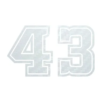 Polep vozidla SAMOLEPKA Startovní číslo 43 typ 5 (51 - 3D karbon bílý) NA AUTO, NÁLEPKA, FÓLIE, POLEP, TUNING, VLASTNÍ TEXT, TISK, AUTOSAMOLEPKY.cz, POLEPY, OBRÁZEK, LOGO, SAMOLEPKY