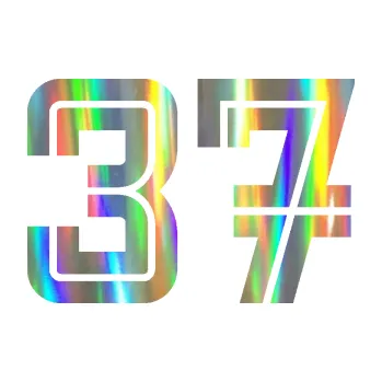 Polep vozidla Startovní číslo 37 typ 7 (93 - Holografická) SAMOLEPKA NA AUTO, NÁLEPKA, FÓLIE, POLEP, TUNING, VLASTNÍ TEXT, TISK, AUTOSAMOLEPKY.cz, POLEPY, OBRÁZEK, LOGO, 3D STICKERS