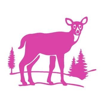 Samolepící dekorace Srna 002 pravá s krajinou (16 - růžová) SAMOLEPKA NA AUTO, NÁLEPKA, FÓLIE, POLEP, TUNING, VLASTNÍ TEXT, TISK, AUTOSAMOLEPKY.cz, POLEPY, OBRÁZEK, LOGO, 3D STICKERS