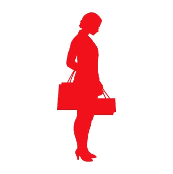 Polep vozidla SAMOLEPKA Žena na nákupu 004 pravá (10 - červená) NA AUTO, NÁLEPKA, FÓLIE, POLEP, TUNING, VLASTNÍ TEXT, TISK, AUTOSAMOLEPKY.cz, POLEPY, OBRÁZEK, LOGO, SAMOLEPKY