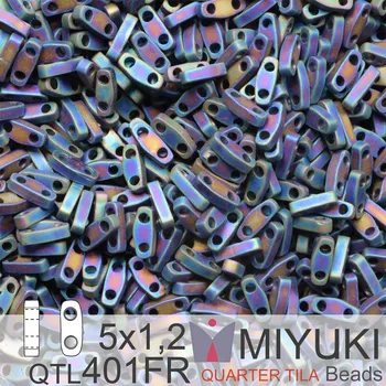 Korálek Korálky Miyuki QuarterTila. Barva Matte Black AB QTL 401FR Balení 3g