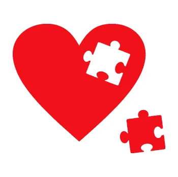 Samolepící dekorace SAMOLEPKA Srdíčko 022 pravá vypadlý puzzlík (10 - červená) NA AUTO, NÁLEPKA, FÓLIE, POLEP, TUNING, VLASTNÍ TEXT, TISK, AUTOSAMOLEPKY.cz, POLEPY, OBRÁZEK, LOGO, SAMOLEPKY