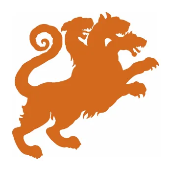 Polep vozidla SAMOLEPKA NA AUTO Trojhlavý pes kerberos 002 pravá (26 - oříšková) NÁLEPKA, FÓLIE, POLEP, TUNING, VLASTNÍ TEXT, TISK, AUTOSAMOLEPKY.cz, POLEPY, OBRÁZEK, LOGO, SAMOLEPKY