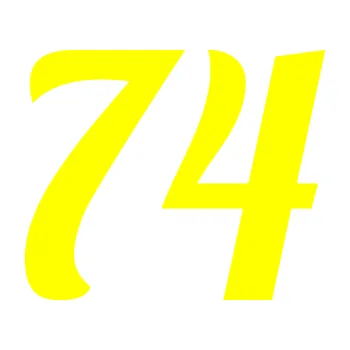 Polep vozidla Startovní číslo 74 typ 3 (05 - žlutá citron) SAMOLEPKA NA AUTO, NÁLEPKA, FÓLIE, POLEP, TUNING, VLASTNÍ TEXT, TISK, AUTOSAMOLEPKY.cz, POLEPY, OBRÁZEK, LOGO, 3D STICKERS