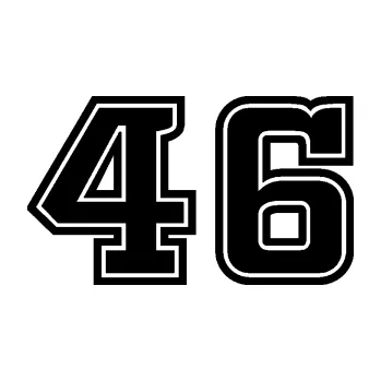 Polep vozidla Startovní číslo 46 typ 5 (01 - černá) SAMOLEPKA NA AUTO, NÁLEPKA, FÓLIE, POLEP, TUNING, VLASTNÍ TEXT, TISK, AUTOSAMOLEPKY.cz, POLEPY, OBRÁZEK, LOGO, 3D STICKERS
