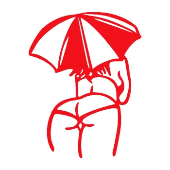 Samolepicí dekorace na vozidlo Slečna s deštníkem pravá (10 - červená) SAMOLEPKA NA AUTO, NÁLEPKA, FÓLIE, POLEP, TUNING, VLASTNÍ TEXT, TISK, AUTOSAMOLEPKY.cz, POLEPY, OBRÁZEK, LOGO, 3D STICKERS