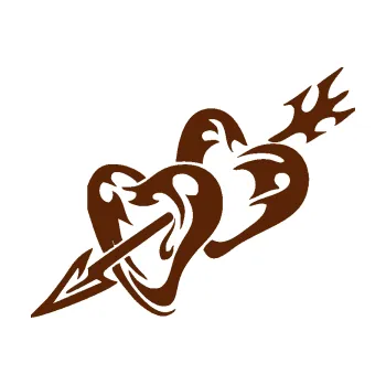 Samolepící dekorace Srdíčka 001 levá se šípem (15 - hnědá) SAMOLEPKA NA AUTO, NÁLEPKA, FÓLIE, POLEP, TUNING, VLASTNÍ TEXT, TISK, AUTOSAMOLEPKY.cz, POLEPY, OBRÁZEK, LOGO, 3D STICKERS