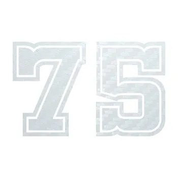 Polep vozidla SAMOLEPKA Startovní číslo 75 typ 5 (51 - 3D karbon bílý) NA AUTO, NÁLEPKA, FÓLIE, POLEP, TUNING, VLASTNÍ TEXT, TISK, AUTOSAMOLEPKY.cz, POLEPY, OBRÁZEK, LOGO, SAMOLEPKY